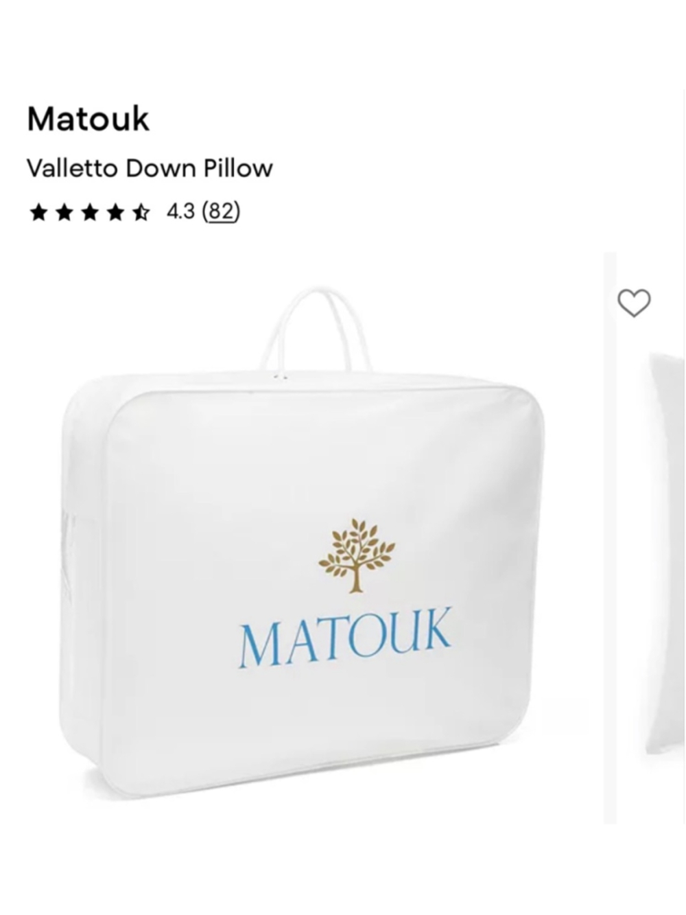 NWT Matouk Valletto Down Pillow Medium Firmness